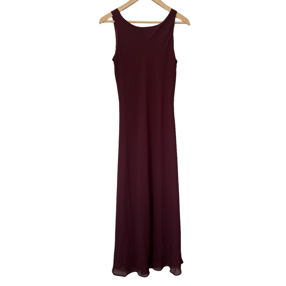 B Moss Wine colored modest sheer overlay gown size 8